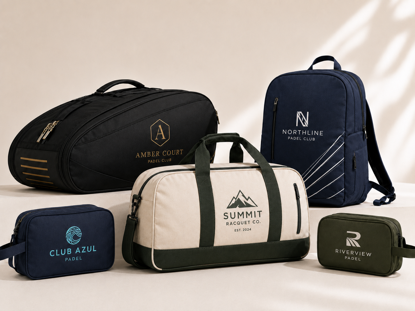 PAD4L branded padel bags with club customisation examples