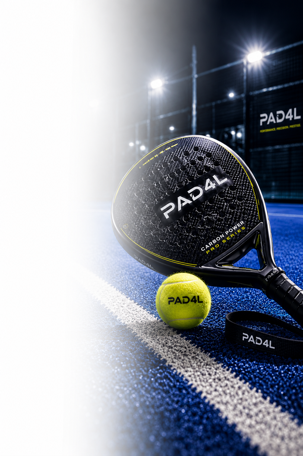 PAD4L branded racket, balls, tube and bag collection